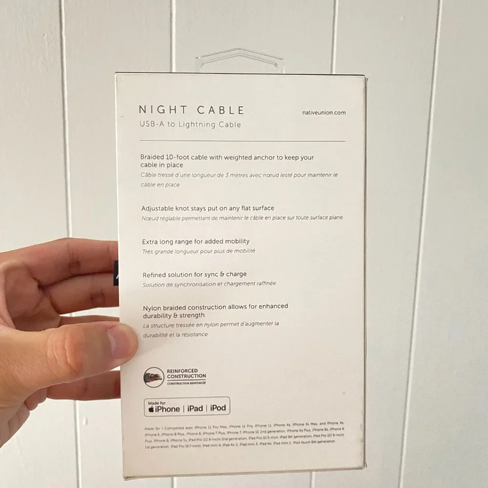 Native Union Night Cable USB-A Cable 10ft Cosmos for iPhone iPad Reinforced